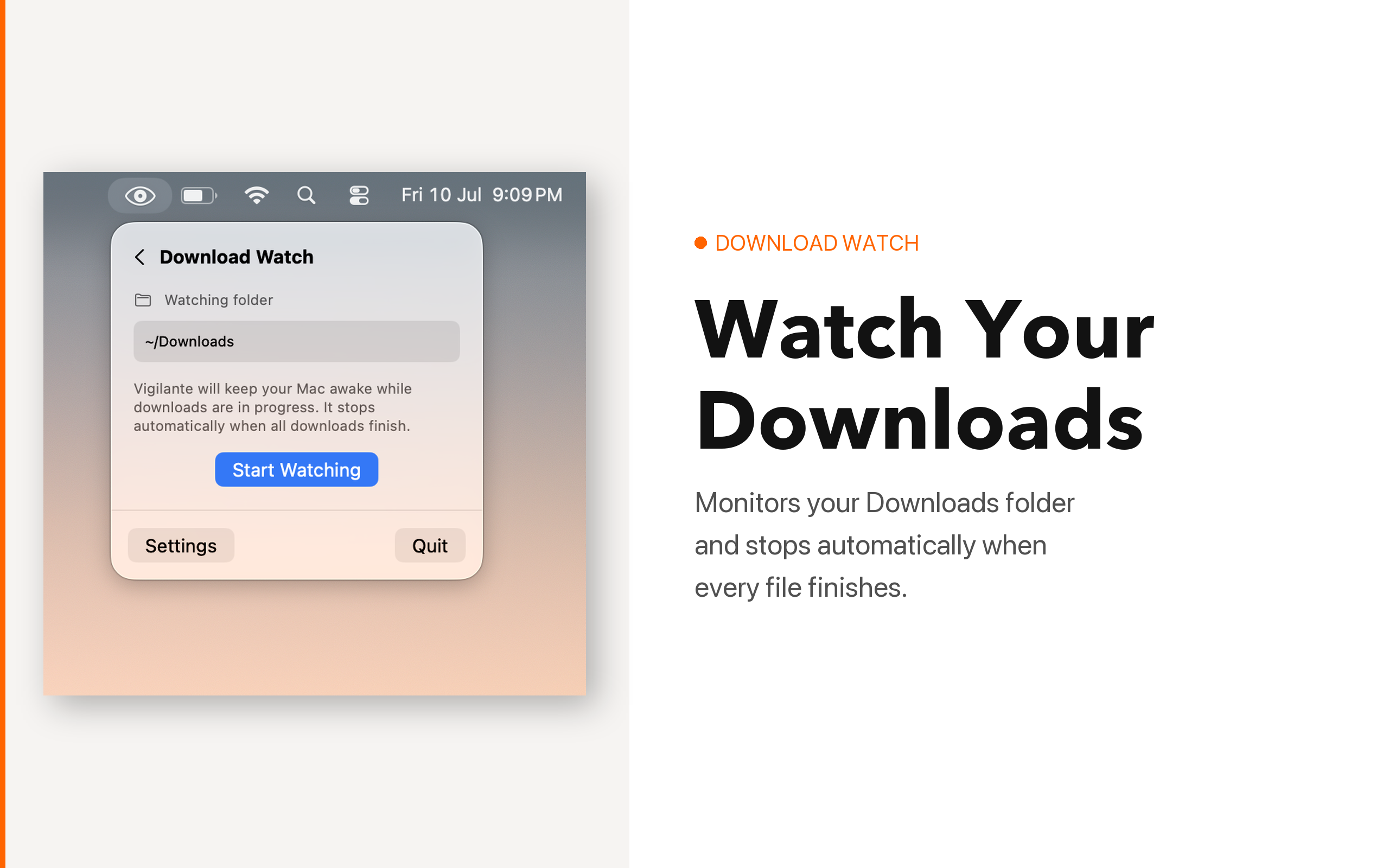 Download Watch - monitors your Downloads folder and stops automatically